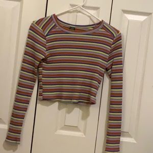 Multi-color long sleeve crop top